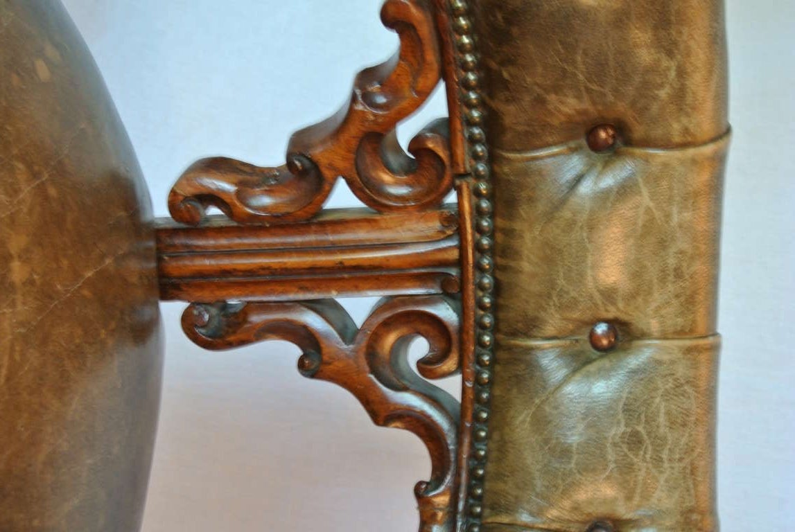 Victorian Tufted Leather and Mahogany Armchair  SATURDAY SALE For Sale 1