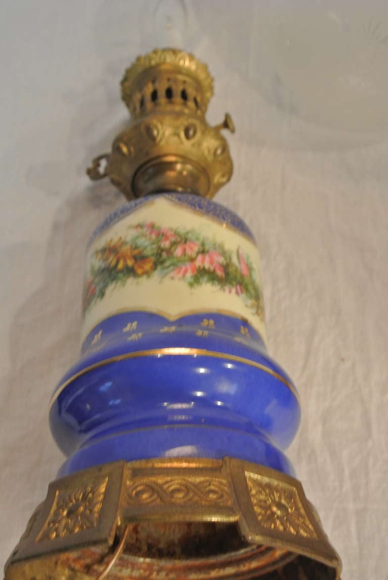 French Pair of Electrified Porcelain Gas Lamps SATURDAY SALE For Sale