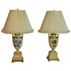 Pair of Antique Porcelain Urns Mounted as Lamps SATURDAY SALE