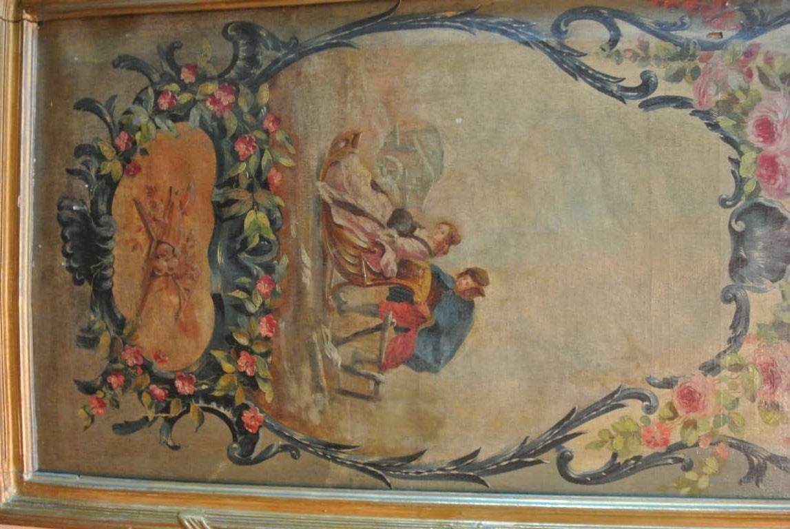 Louis XVI Style Painted Canvas Four Panel Screen SATURDAY SALE For Sale 2