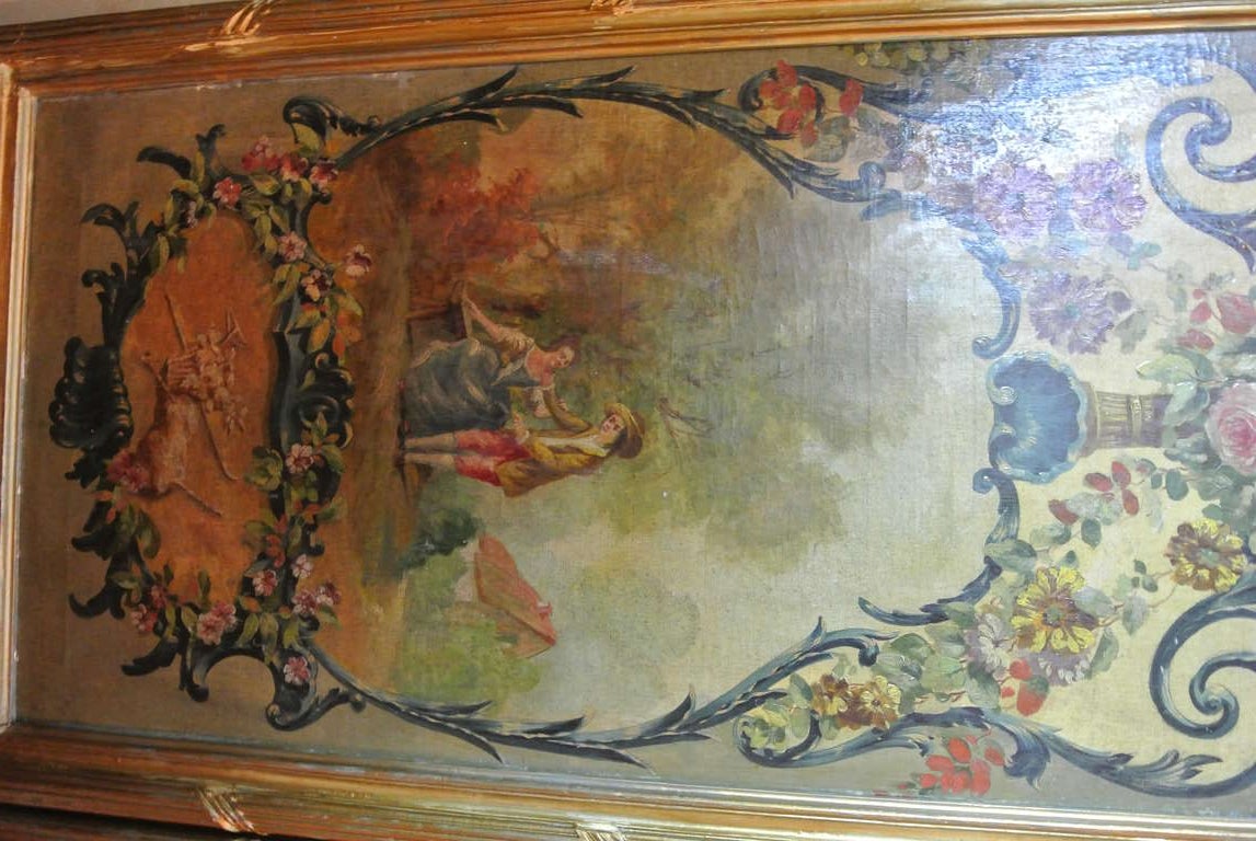 Louis XVI Style Painted Canvas Four Panel Screen SATURDAY SALE For Sale 3