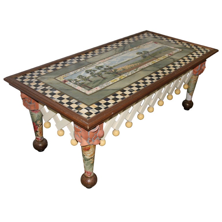 MacKenzie Childs Wooden "Trellis" Coffee Table SATURDAY SALE For Sale