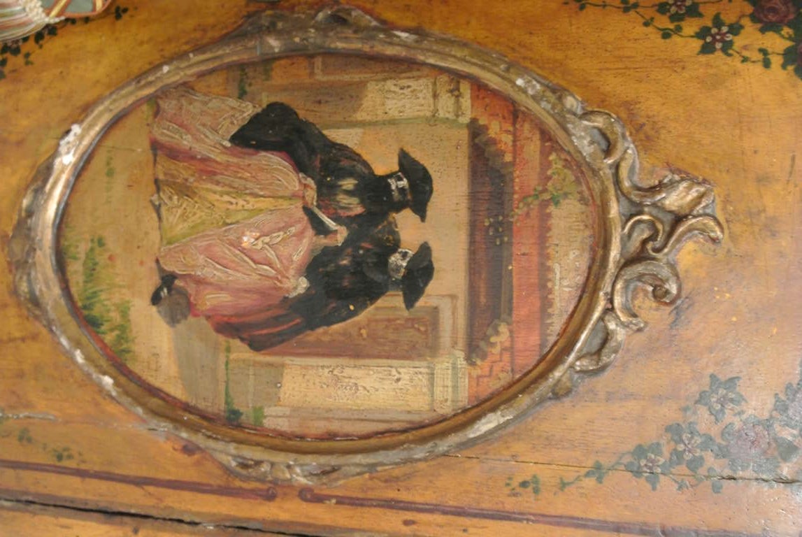 Italian Antique Painted Venetian Demilune Console SATURDAY SALE For Sale