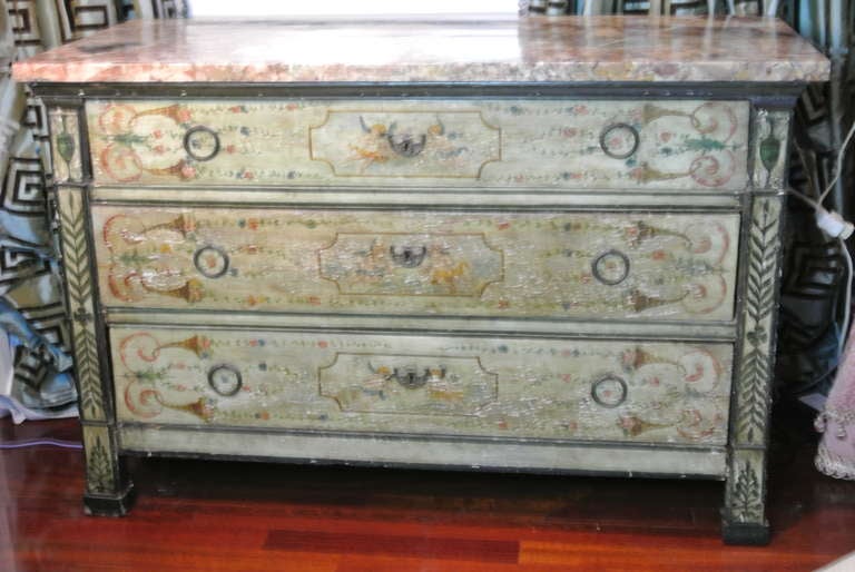 Baroque Antique Venetian Painted Chest of Drawers For Sale