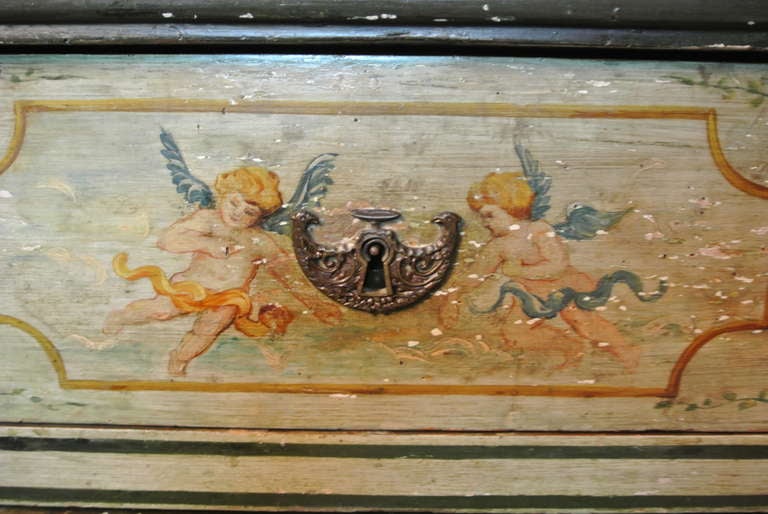 18th Century and Earlier Antique Venetian Painted Chest of Drawers For Sale