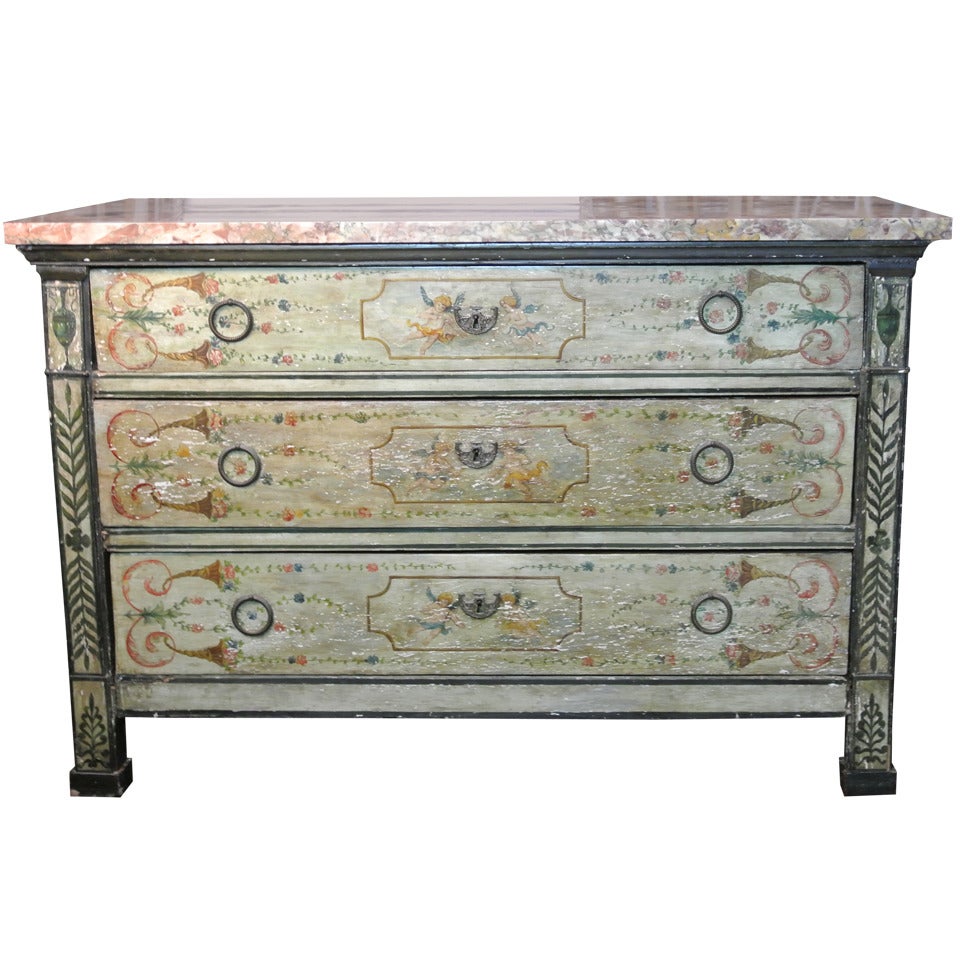 Antique Venetian Painted Chest of Drawers For Sale