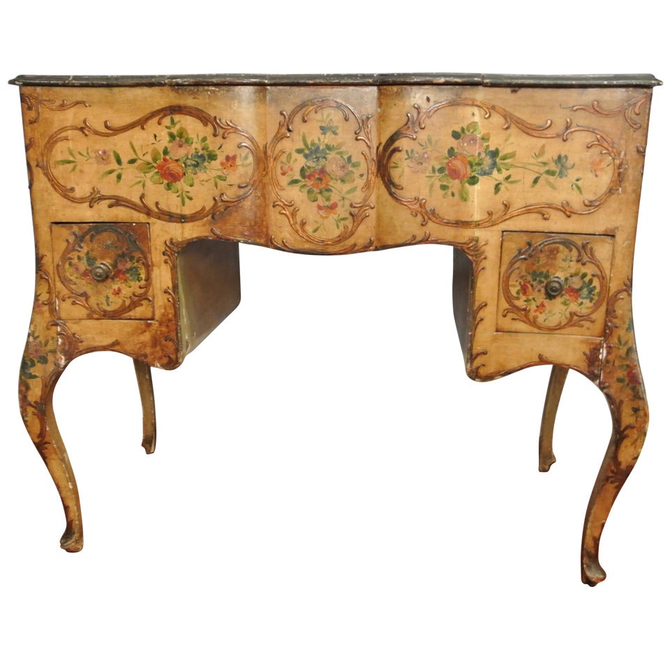 Venetian Roccoco Style Painted Wood Vanity For Sale
