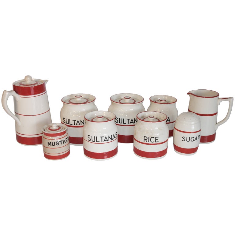 Red and White English Kleen Kitchen Ware by Sadler SATURDAY SALE For Sale