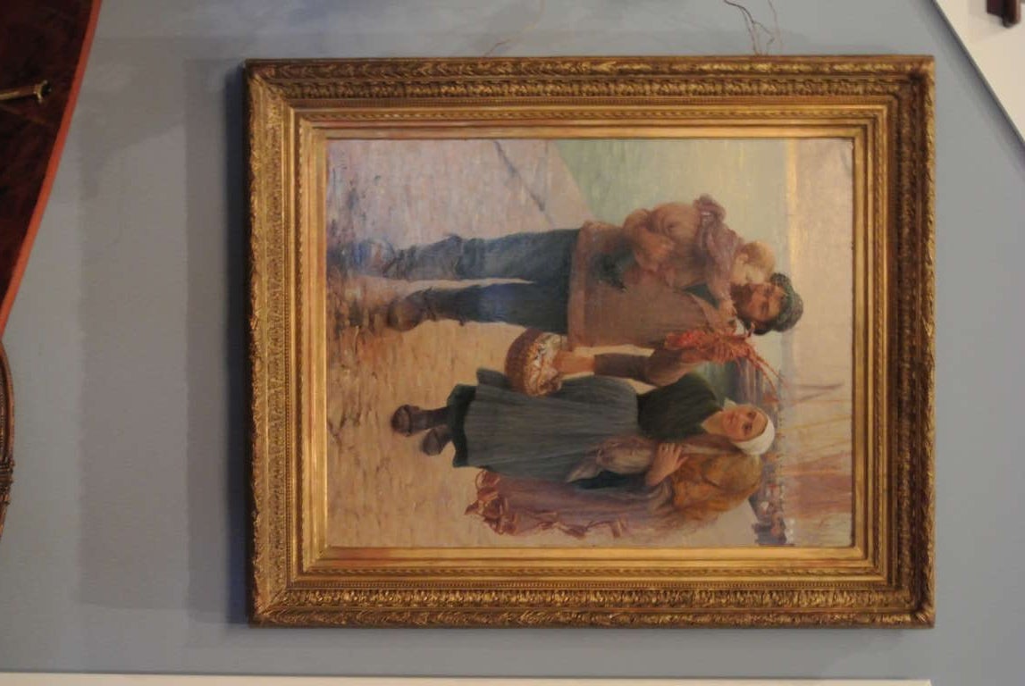 "Fisherman Returned Home" Oil Painting Alfred Guillou