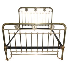 French Brass Nautical Queen Size Bed Cast with Rosettes
