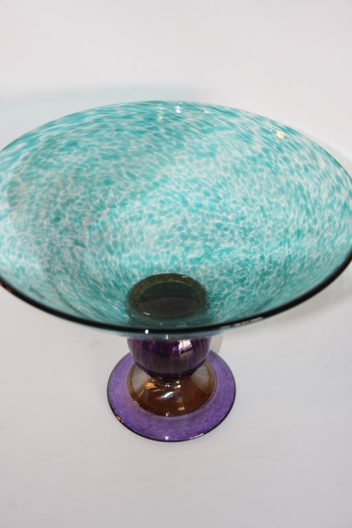 Signed Art Glass Footed Bowl SATURDAY SALE