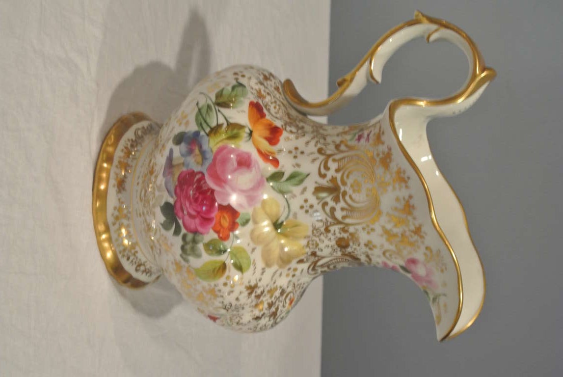 19th Century Antique Porcelain Decorated Pitcher and Basin SATURDAY SALE For Sale
