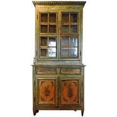 Antique Painted Green Linen Press SATURDAY SALE