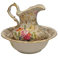 Antique Porcelain Decorated Pitcher and Basin SATURDAY SALE