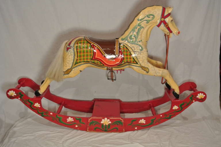 American Craftsman Antique American Rocking Horse Carousel Figure For Sale