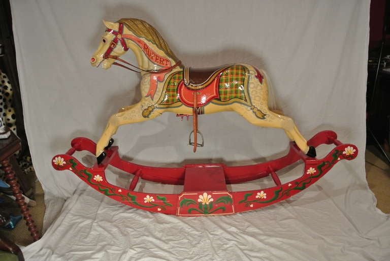 Antique American Rocking Horse Carousel Figure For Sale 1