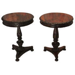 Set of William IV Carved Rosewood Tilt Top Tables  SATURDAY SALE