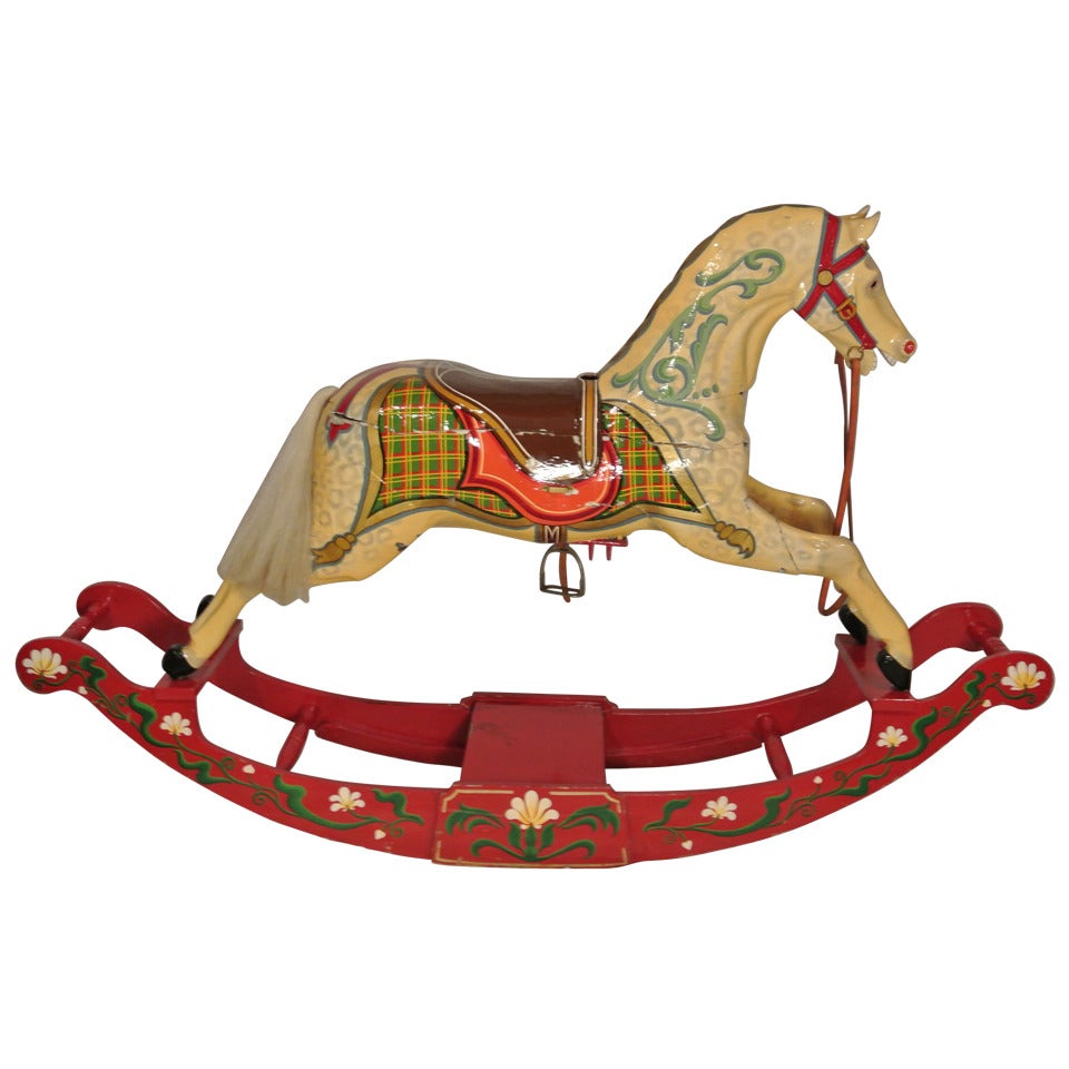 Antique American Rocking Horse Carousel Figure For Sale