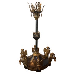 Neoclassical Style Gilt and Patinated Bronze Six-Light Chandelier