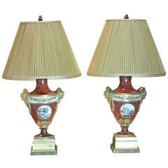 Pair of English Painted Urns Mounted as Lamps SATURDAY SALE
