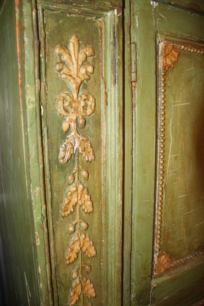 Neoclassical Irish Antique Painted Linen Press from Howard Kaplan Collection SATURDAY SALE For Sale