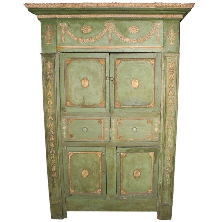 Irish Antique Painted Linen Press from Howard Kaplan Collection SATURDAY SALE For Sale