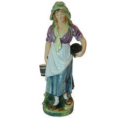 Antique Majolica Milk Maid