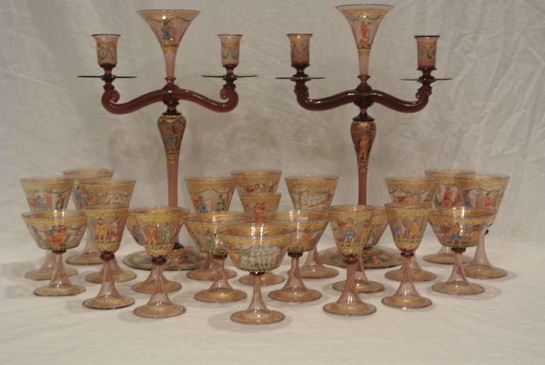 19th c. Set of Venetian Crystal with Candlesticks SATURDAY SALE