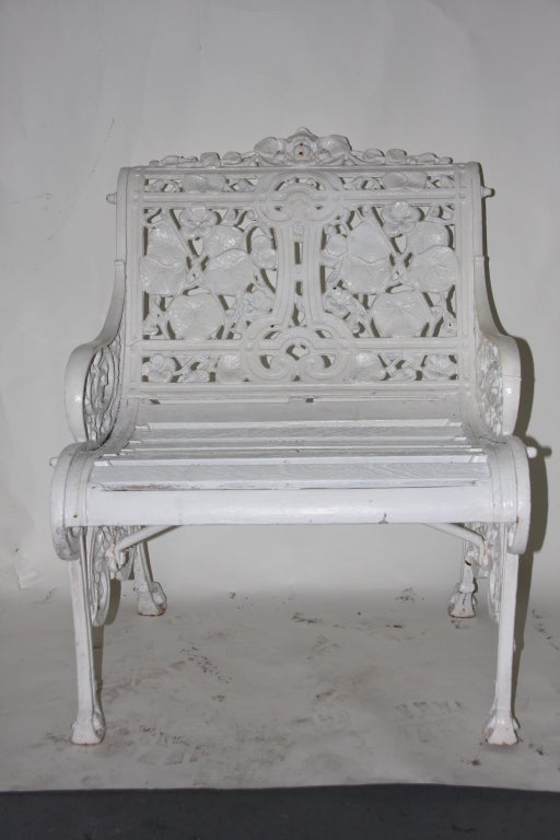 Coalbrookdale Nasturtium Cast Iron Settee and Chair SATURDAY SALE In Excellent Condition For Sale In West Palm beach, FL