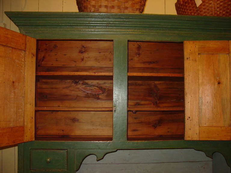 19th Century French Canadian Setback Cupboard For Sale