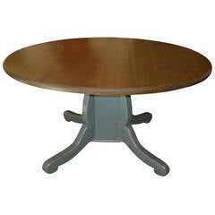 Antique Round Pedestal Dining Table From Quebec