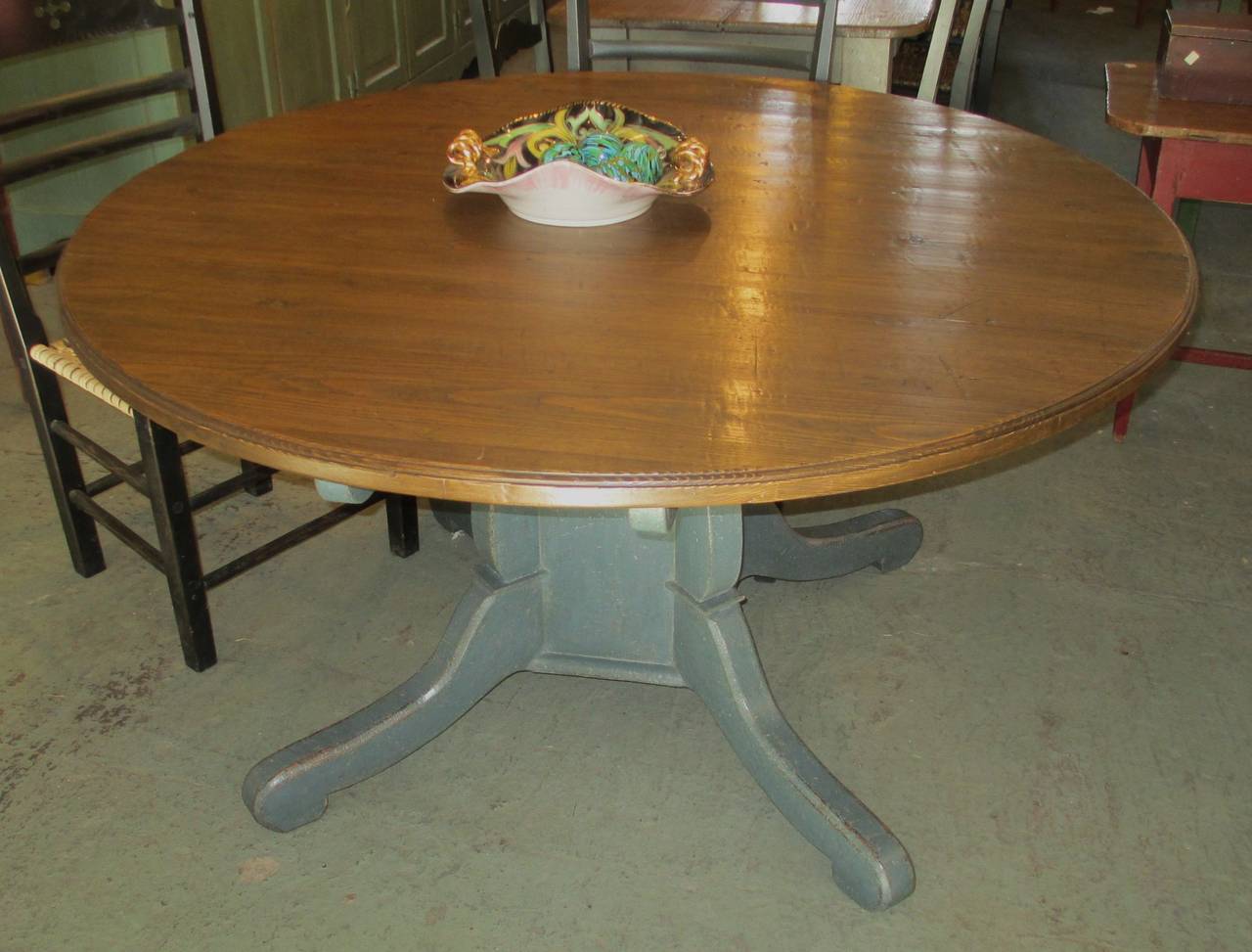 French Provincial Round Pedestal Dining Table From Quebec