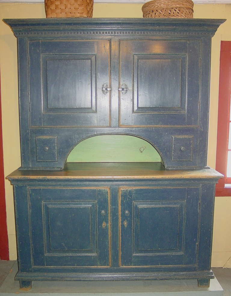 French Provincial French Canadian Setback Cupboard For Sale