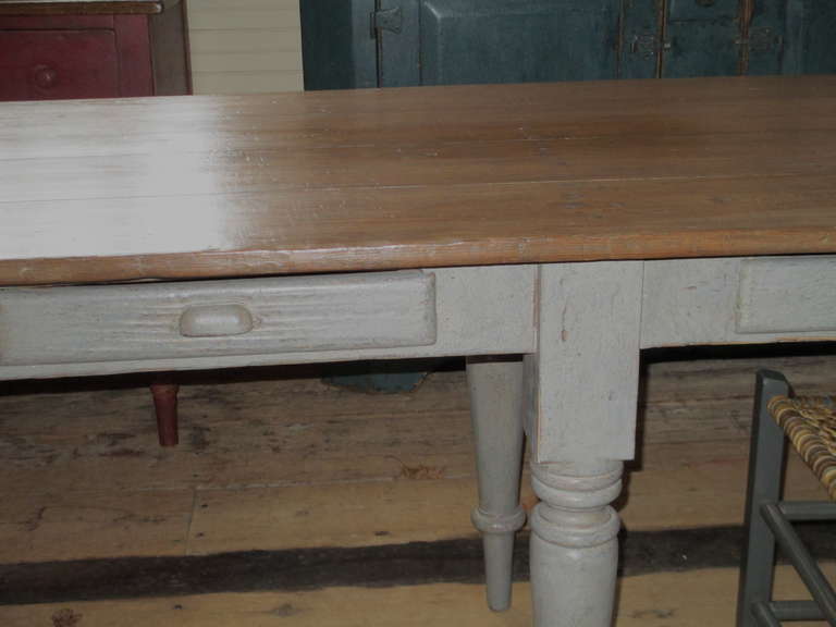 Multi Drawer Long Table from a Quebec 14.5 feet long In Good Condition For Sale In Woodbury, CT
