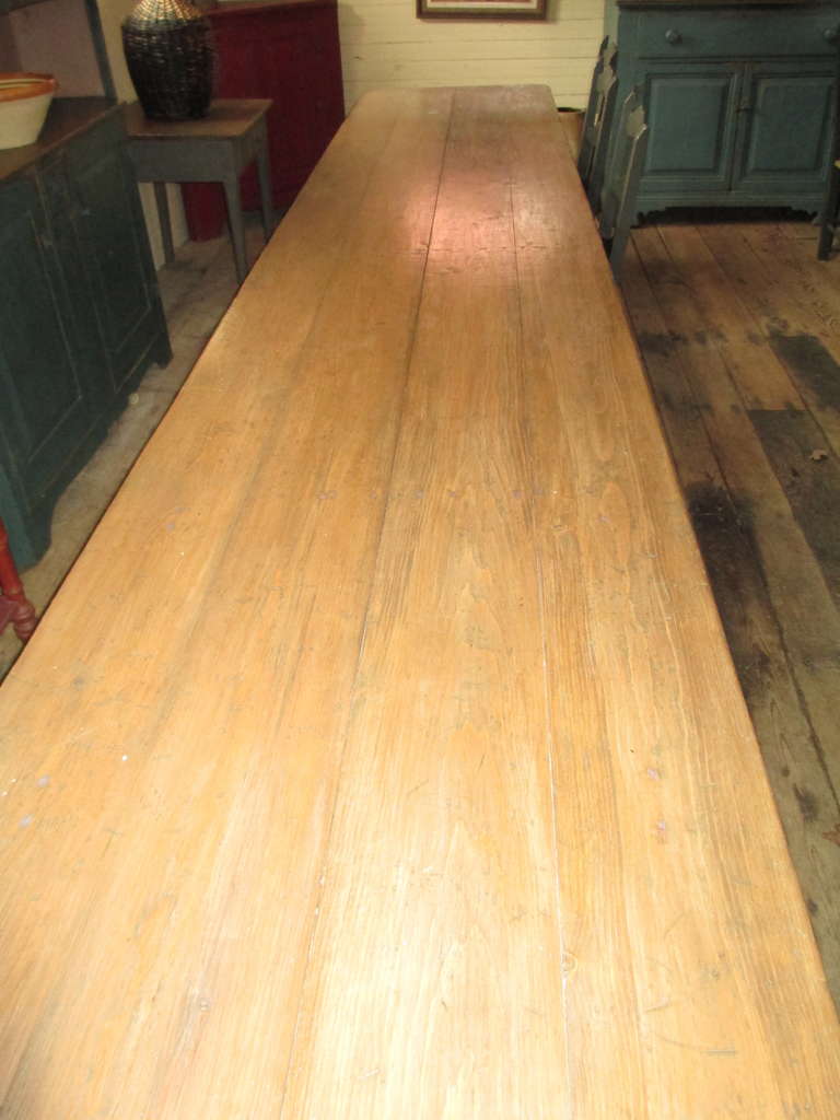 Canadian Multi Drawer Long Table from a Quebec 14.5 feet long For Sale
