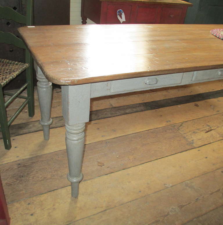 19th Century Multi Drawer Long Table from a Quebec 14.5 feet long For Sale