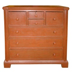 Antique Orange Chest of Drawers from Quebec