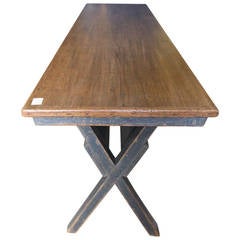 19th Century Sawbuck Trestle Table