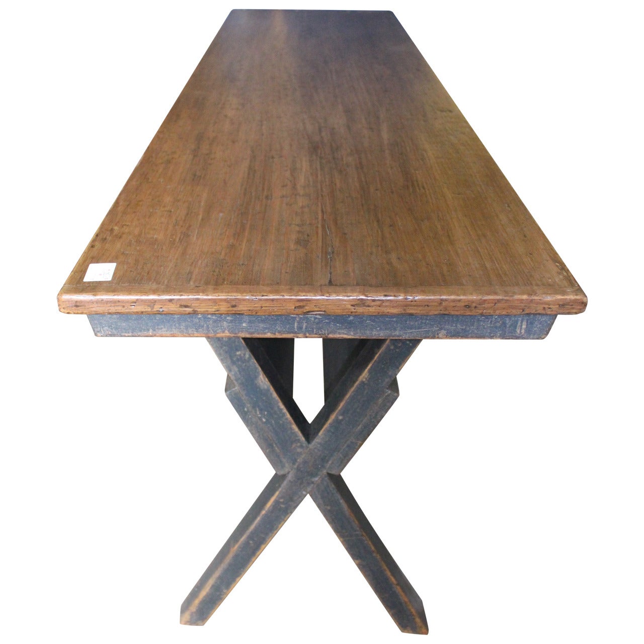 19th Century Sawbuck Trestle Table