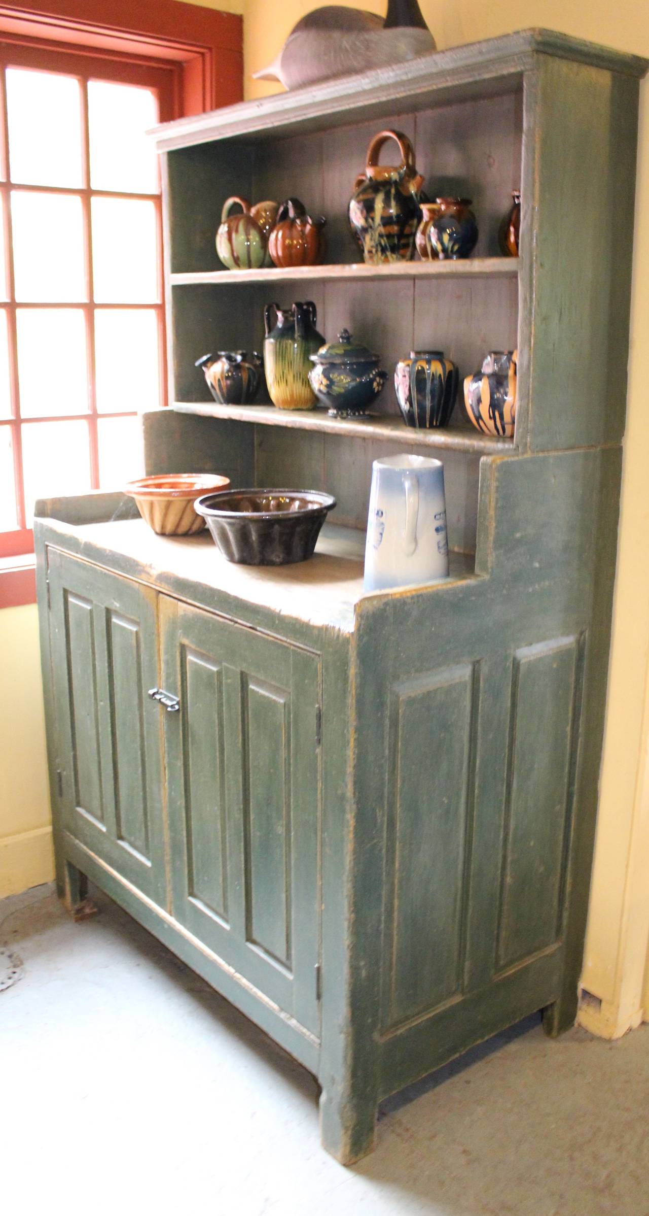 French Provincial Multi Paneled Open Setback Cupboard, 19th Century