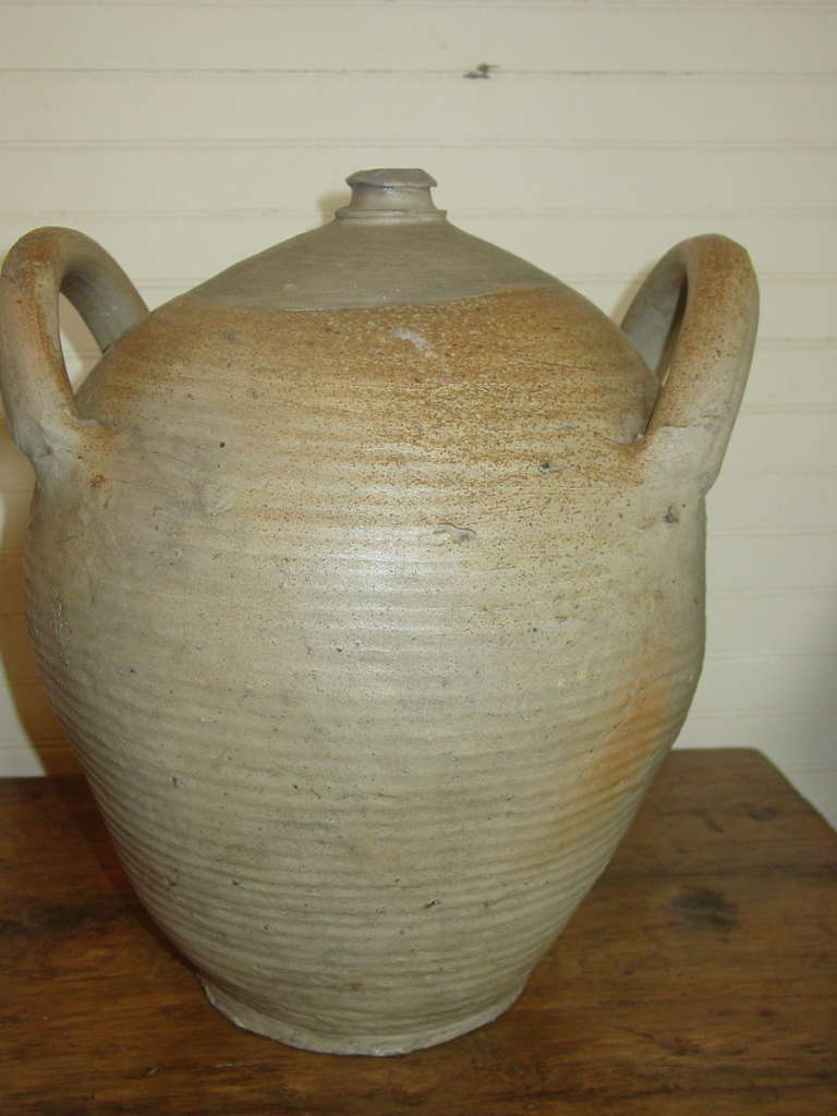 Large French Pottery Cider Pitcher