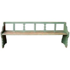 Green Sitting Bench with a Back