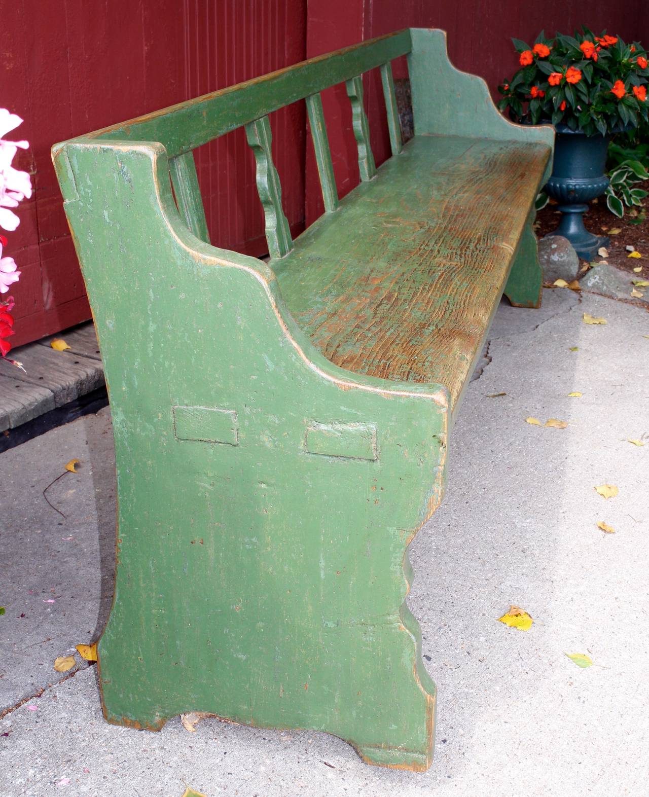 Green Sitting Bench with a Back