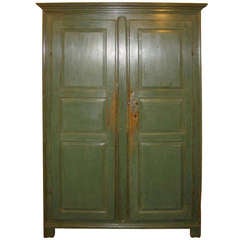 Antique Green Armoire from Quebec