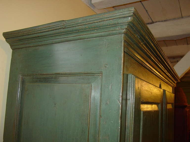 French Provincial Green Armoire from Quebec For Sale