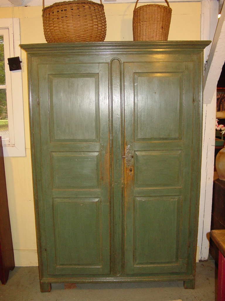19th Century Green Armoire from Quebec For Sale