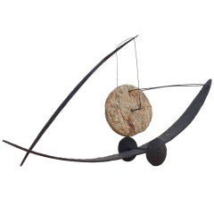 Floating stone contemporary artwork