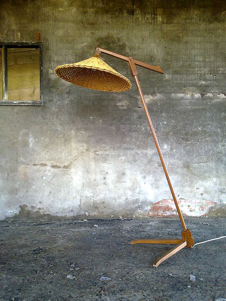 Very rare wood/cane floor (reading) lamp