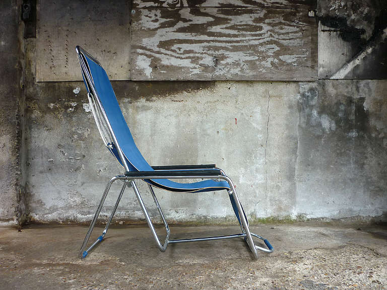 Rare Tubular Deck Chair In Good Condition For Sale In Den Bommel, NL