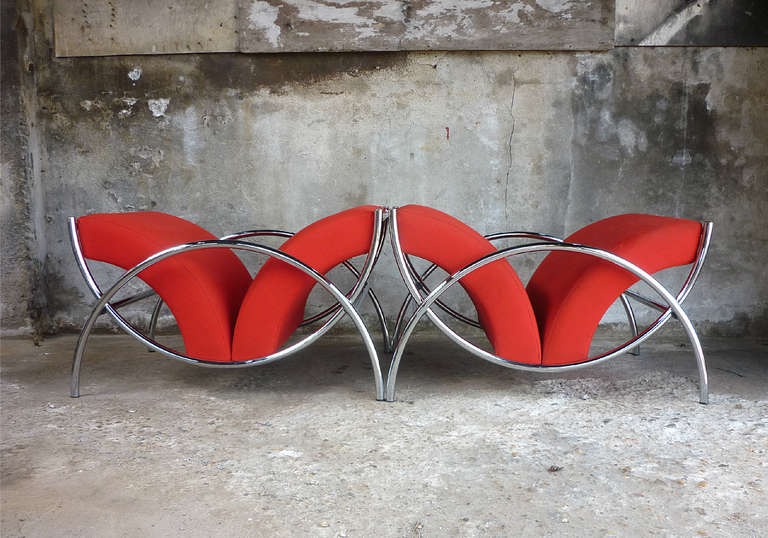Two Tubular Club Chairs